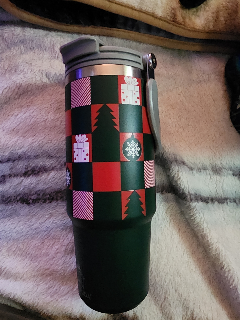 🍑NEW Fanpuda Holiday Checker Stainless Steel Travel Tumbler